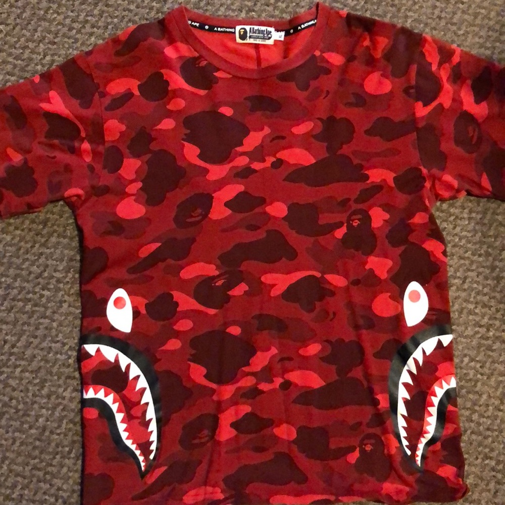 Men’s Bathing Ape (Bape) Tee with Sharkmouth (Black/Red)
